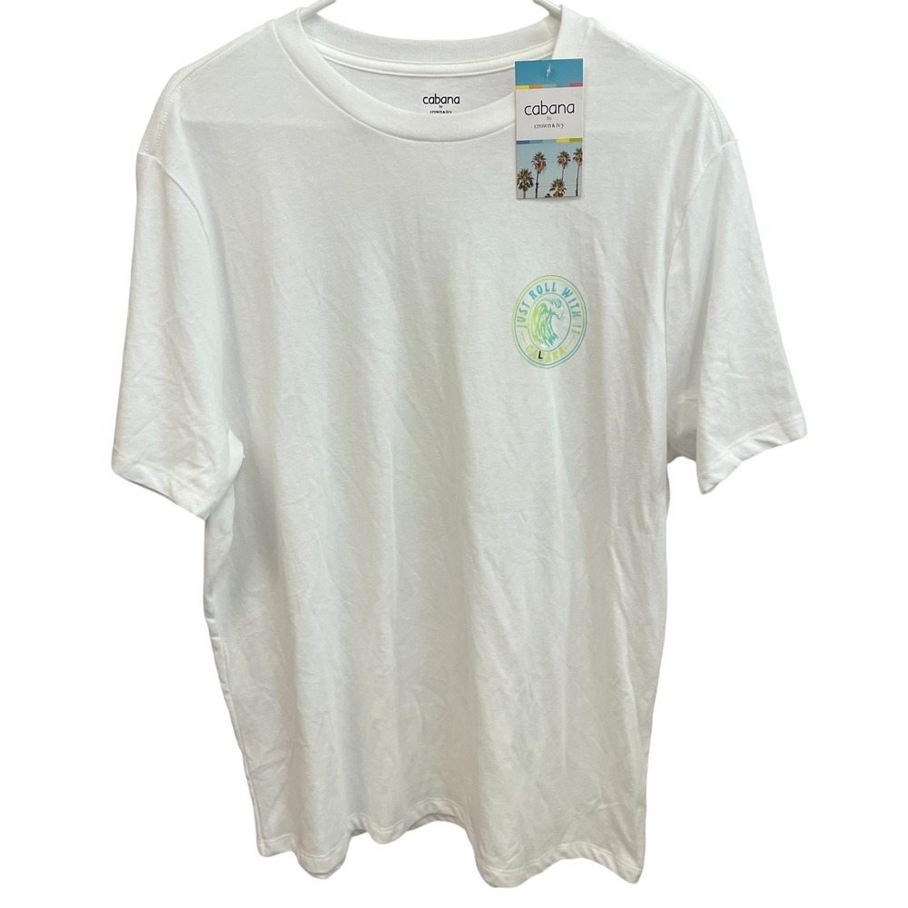 Cabana Crown & Ivy Graphic Tee Just Roll With It White T-Shirt L